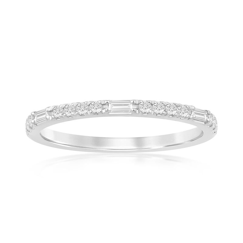Lab Grown Diamond 1/5ctw. Round Stackable Wedding Ring in 10k White Gold image number null